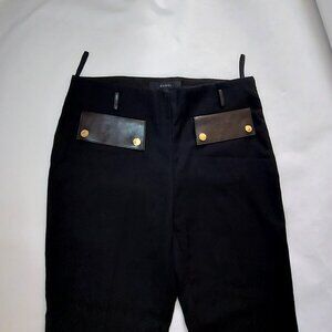 Gucci Navy Pants with Leather pockets-Wool cotton blend.